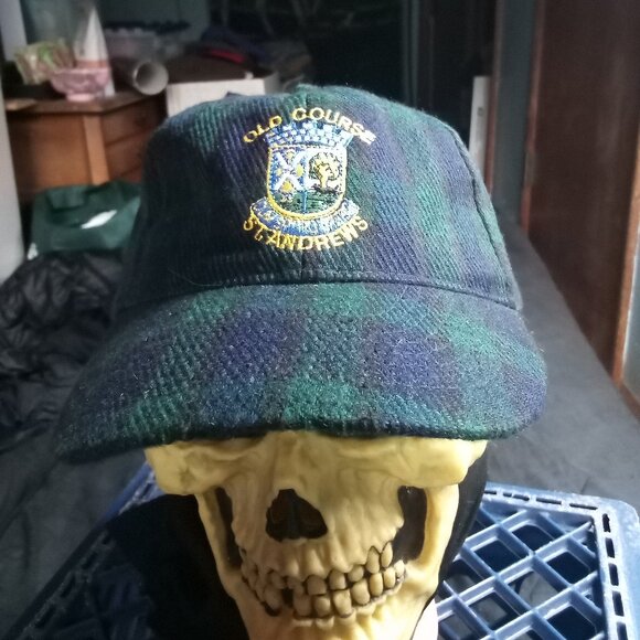 Deadstock Vintage St. Andrew's Old Course Golf Plaid Strap Hat Cap - Picture 1 of 7